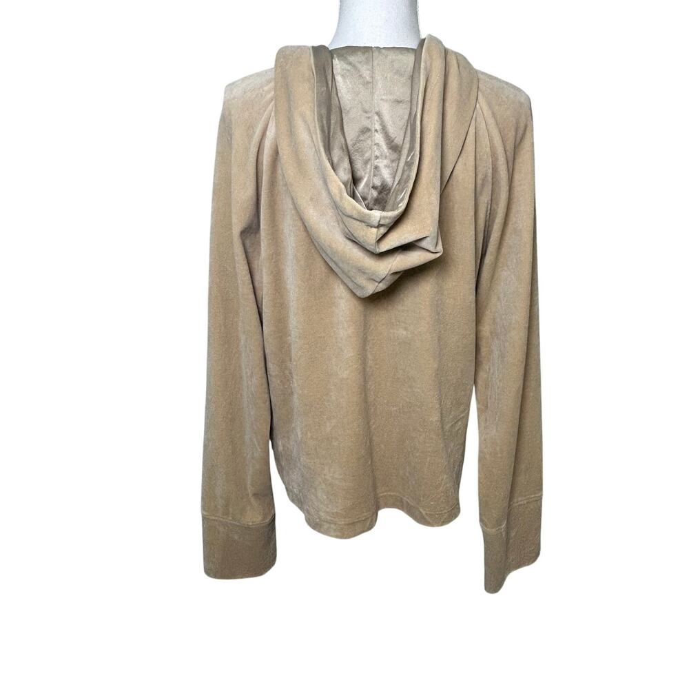 St. John Sport VTG beige gold velour full zip hooded lounger jacket size XL - Picture 7 of 14
